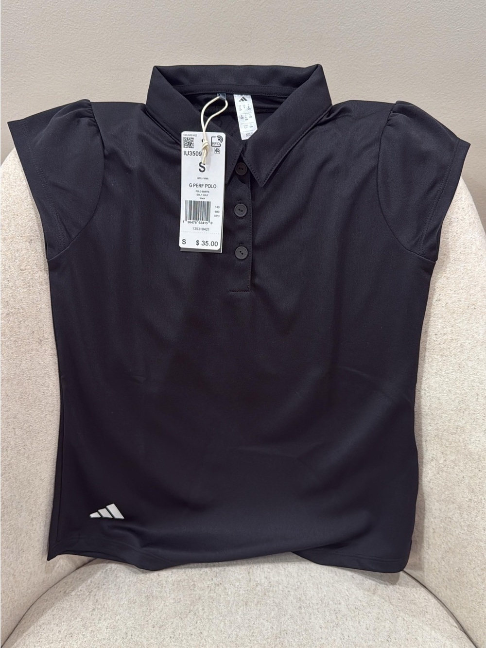 Adidas Kids Black Polo Shirt